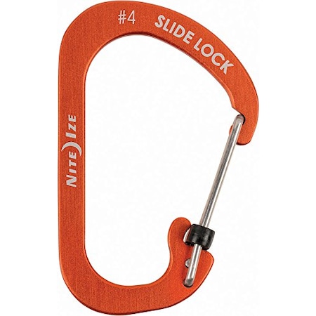 Nite Ize 2023 Nite Ize Slidelock Carabiner Aluminum No 4, Orange NIT-CSLA4-19-R6